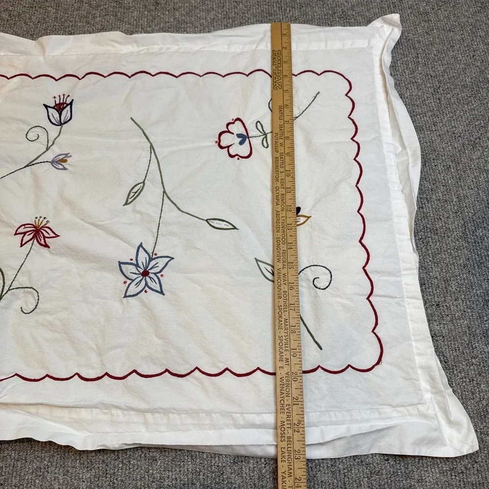 Single Pottery Barn Pillow Sham Floral Embroidered Standard Cotton Standard